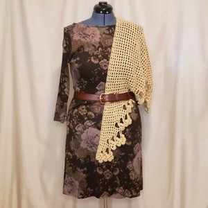 ❤️‍🔥HOSTPICK❤️‍🔥LAUREN by Ralph Lauren Green Label Brown Floral Boatneck Dress